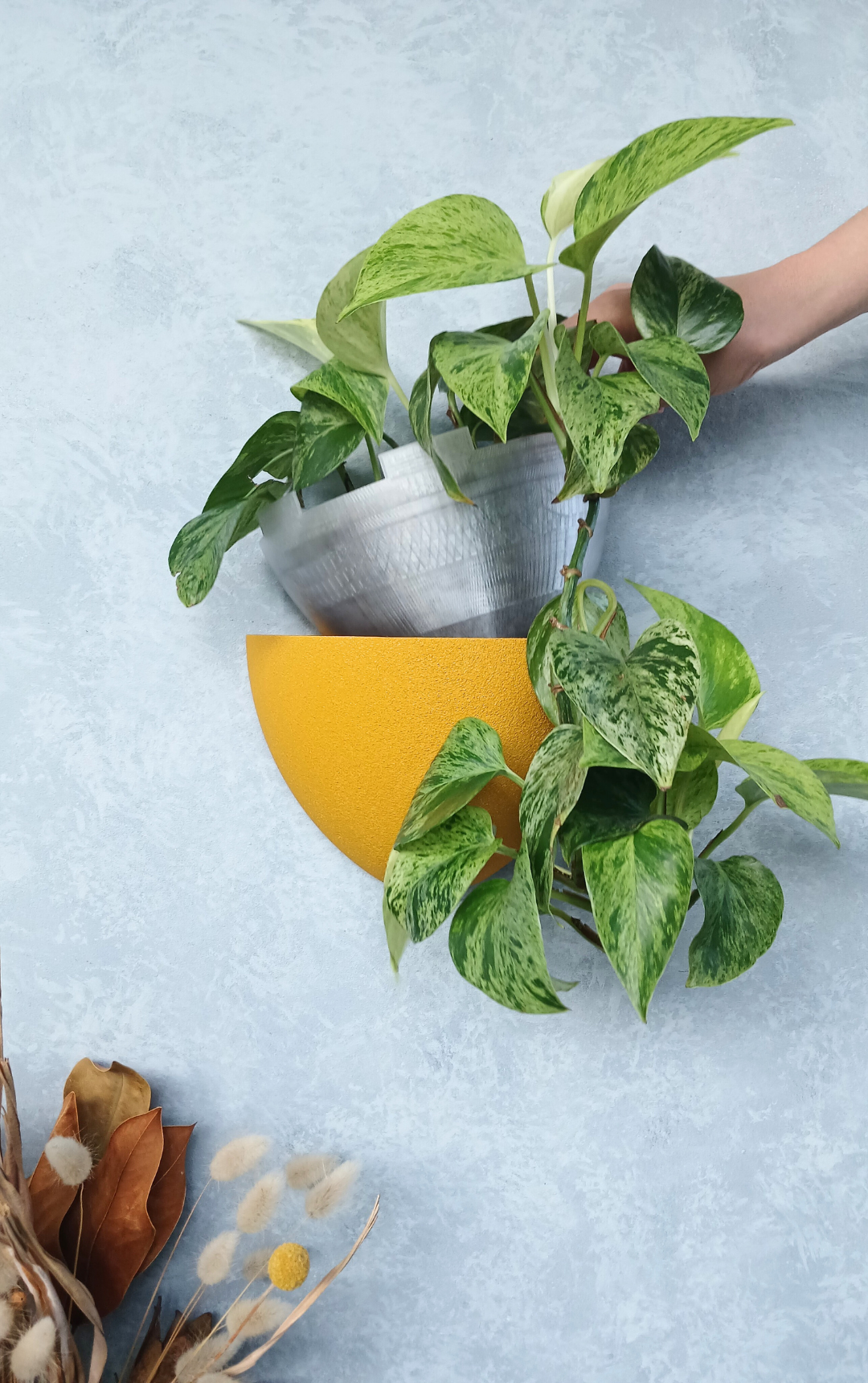 Classic Ochre Gecko Planter with removable liner for easy plant care.
